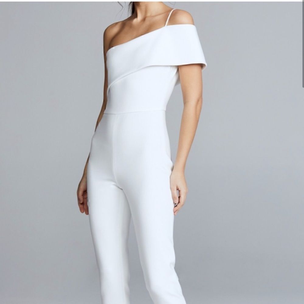 CUSHNIE ET OCHE White Cropped Jumpsuit